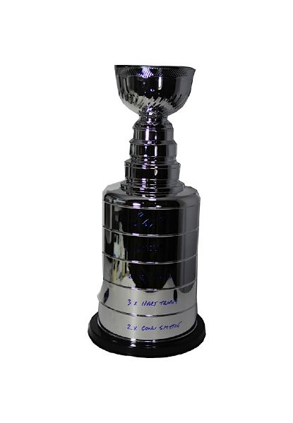 Mario Lemieux Signed 2 Replica Stanley Cup w/ "HOF 97, 2x SC Champs, 3x Hart Trophy, 2x Conn Smythe" Insc.